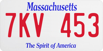 MA license plate 7KV453