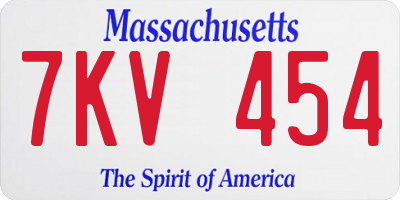 MA license plate 7KV454