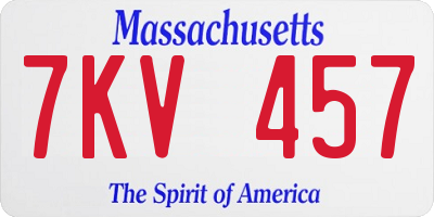 MA license plate 7KV457