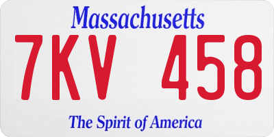 MA license plate 7KV458