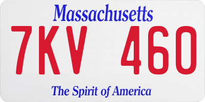 MA license plate 7KV460