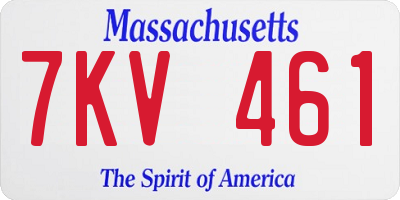 MA license plate 7KV461