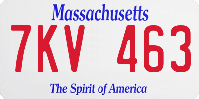 MA license plate 7KV463
