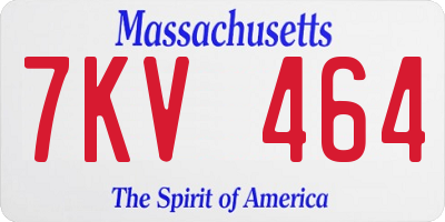 MA license plate 7KV464