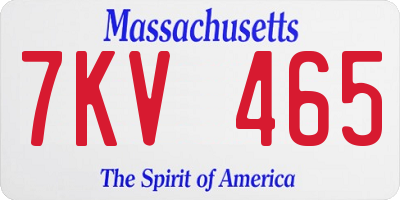 MA license plate 7KV465