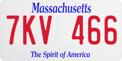 MA license plate 7KV466