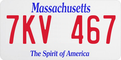 MA license plate 7KV467