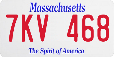 MA license plate 7KV468