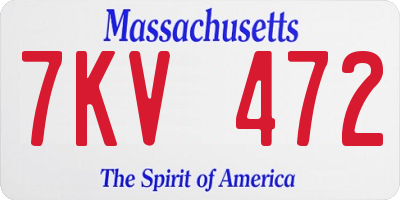 MA license plate 7KV472