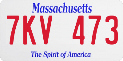 MA license plate 7KV473