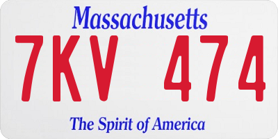 MA license plate 7KV474