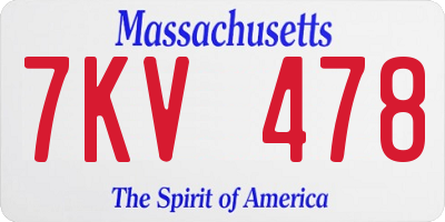 MA license plate 7KV478