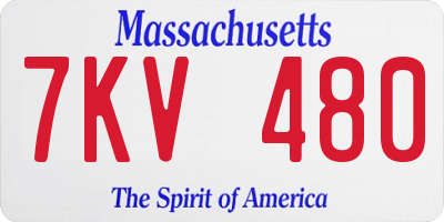 MA license plate 7KV480