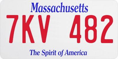 MA license plate 7KV482