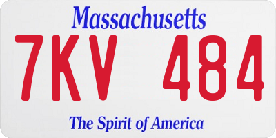 MA license plate 7KV484
