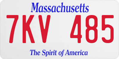 MA license plate 7KV485