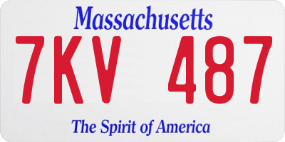 MA license plate 7KV487