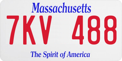 MA license plate 7KV488