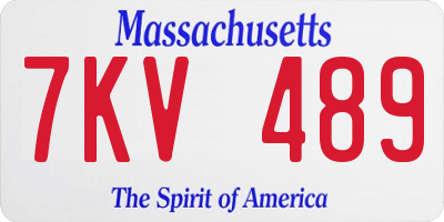 MA license plate 7KV489