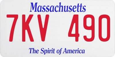 MA license plate 7KV490