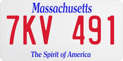 MA license plate 7KV491