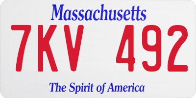 MA license plate 7KV492