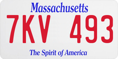 MA license plate 7KV493