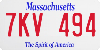 MA license plate 7KV494