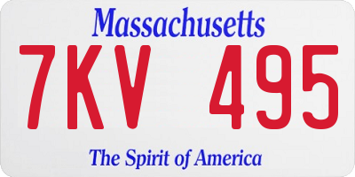 MA license plate 7KV495