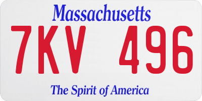 MA license plate 7KV496