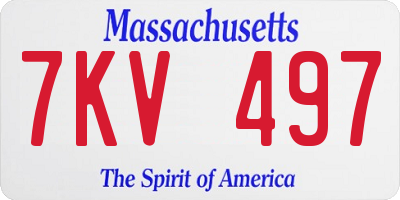 MA license plate 7KV497