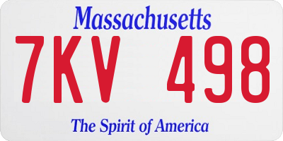 MA license plate 7KV498