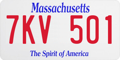 MA license plate 7KV501