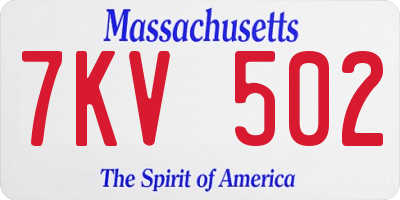 MA license plate 7KV502