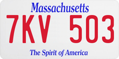 MA license plate 7KV503