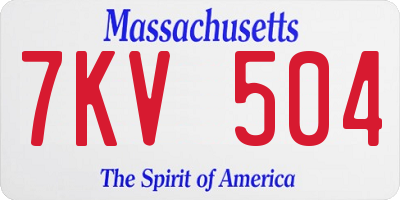 MA license plate 7KV504