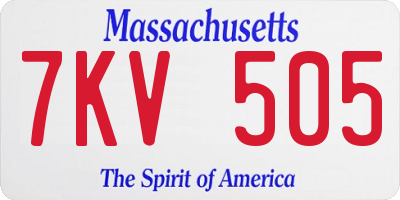 MA license plate 7KV505