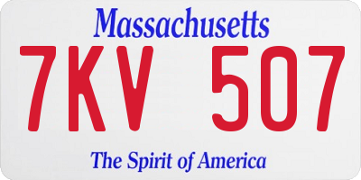 MA license plate 7KV507