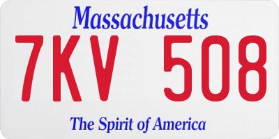 MA license plate 7KV508