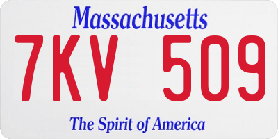 MA license plate 7KV509