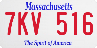MA license plate 7KV516