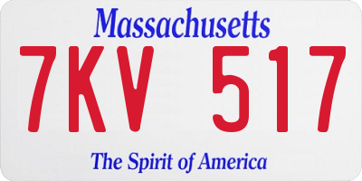 MA license plate 7KV517