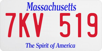 MA license plate 7KV519