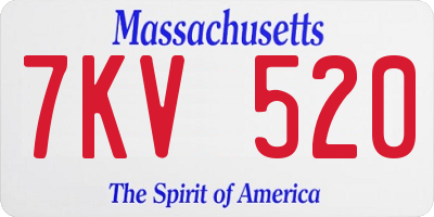 MA license plate 7KV520