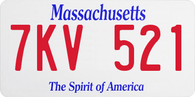 MA license plate 7KV521