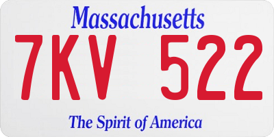 MA license plate 7KV522