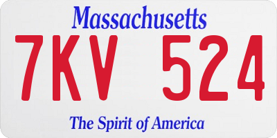 MA license plate 7KV524