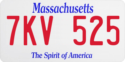 MA license plate 7KV525