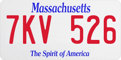 MA license plate 7KV526