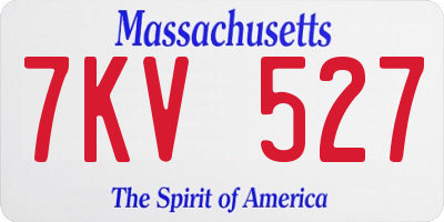 MA license plate 7KV527